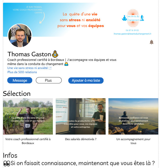Nouveau profil Linkedin de Thomas Gaston