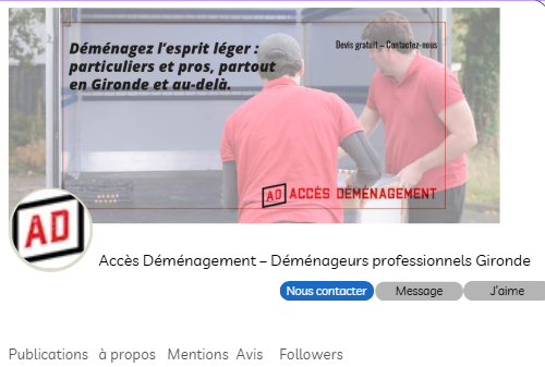 Nouveau profil Facebook d'Accès Déménagement