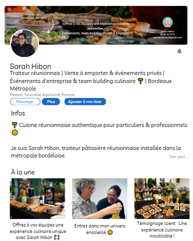 Nouveau profil LinkedIn de Sarah Hibon